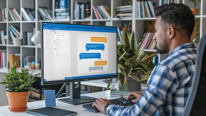 software engineer in front of computer with ai chatbot