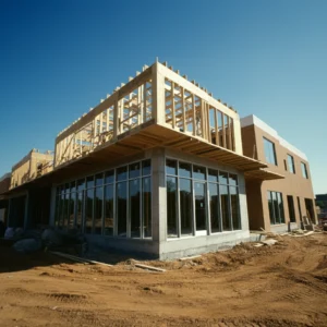 external pic of a commercial construction site for a two story building